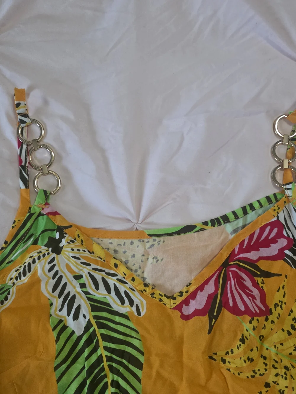 Tropical Orange Floral Chain-Strap Cami - Picture 4 of 5